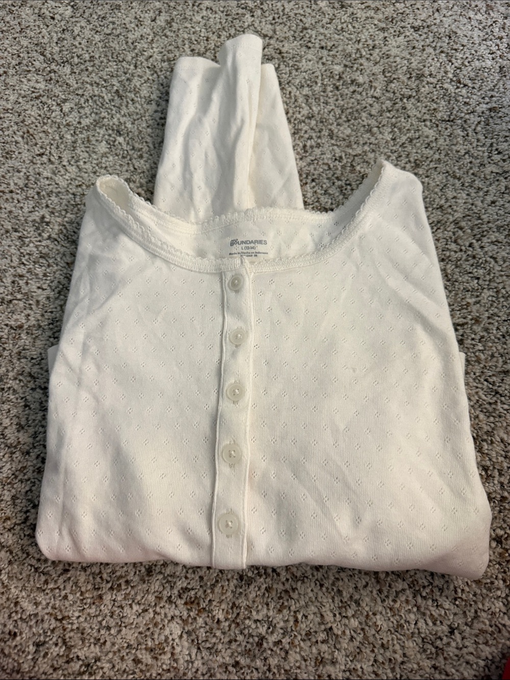 No Boundaries Cream Button-Front Knit Top